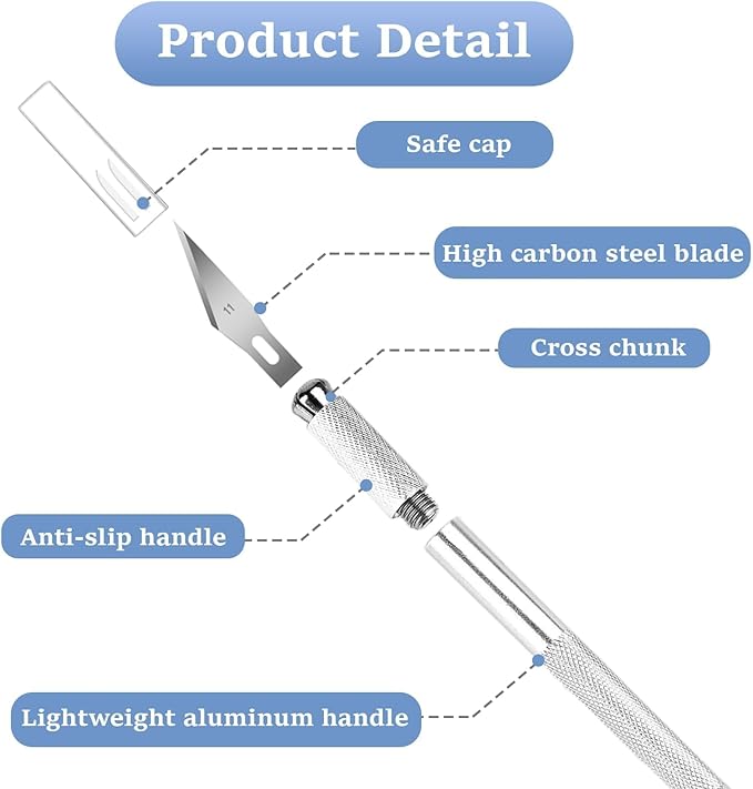 10 PCS Exacto Knife with 20 PCS Spare Sharp Blades, Profession Craft Hobby Knives for DIY, Art, Cutting, Modeling, Scrapbooking and Stencil(Multicolor)