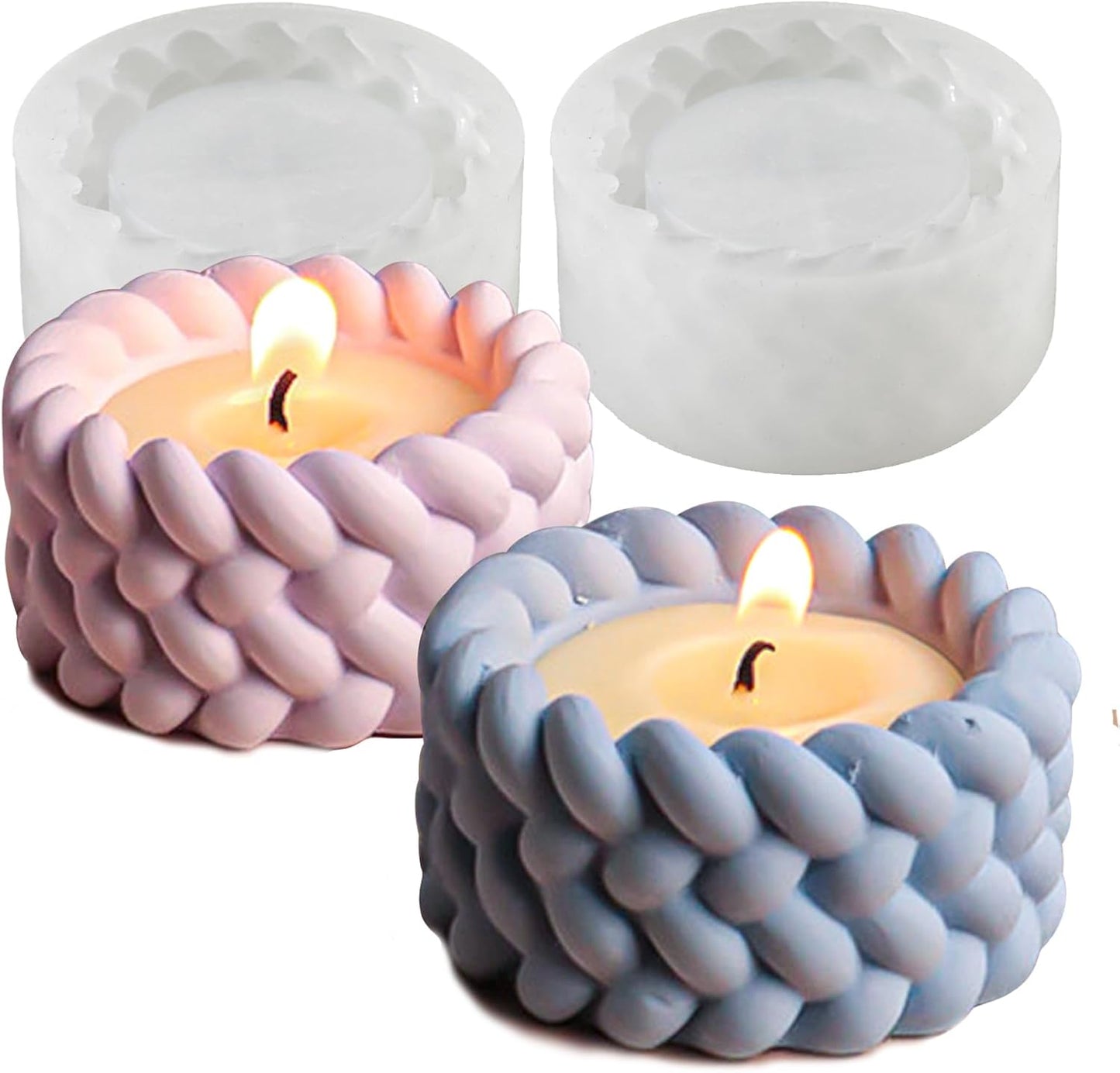Wehous 2PCS Knot Shape Tealight Holder Mold, Unique 3D Candle Holder Silicone Resin Mold, Cylinder Jewelry Holder Container Storage Mold for Epoxy Resin Concrete Art Craft Home Xmas Decor