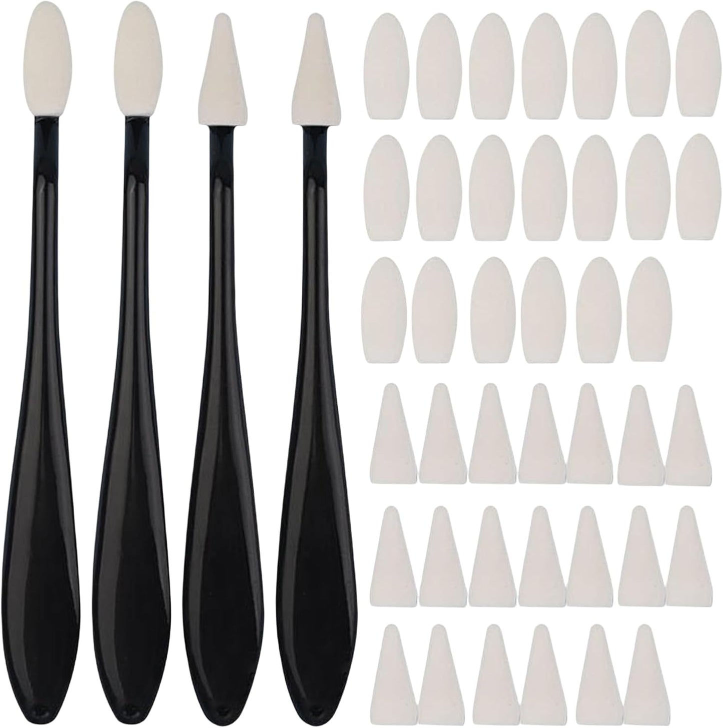 44 Pcs Blending Stumps & Sponge Wipers Set for Artists - 4 Handles + 40 Replaceable Sponge Tips - Charcoal, Graphite, Pastel Blenders for Sketching, Shading & Correcting Drawings (Black)