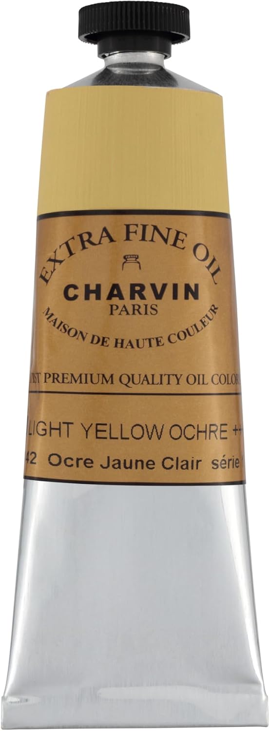 Charvin Extra Fine Oil Paint, Yellow Ochre Light 60 mL - Triple-Milled, Rich Texture, Poppy Oil-Based, Light-Fast, Handmade, Archival Quality