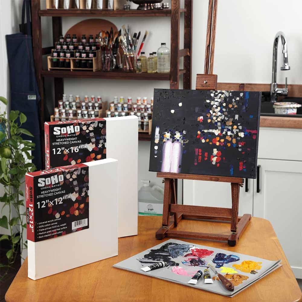 SoHo Urban Artist, 30x48 Heavyweight Stretched Cotton Canvas for Painting - 1.5" Deep- 3 Pack, Triple Primed, 100% Cotton Canvas, Archival, Universal Primed for Oil, Acrylic, Alkyd, Mixed Media