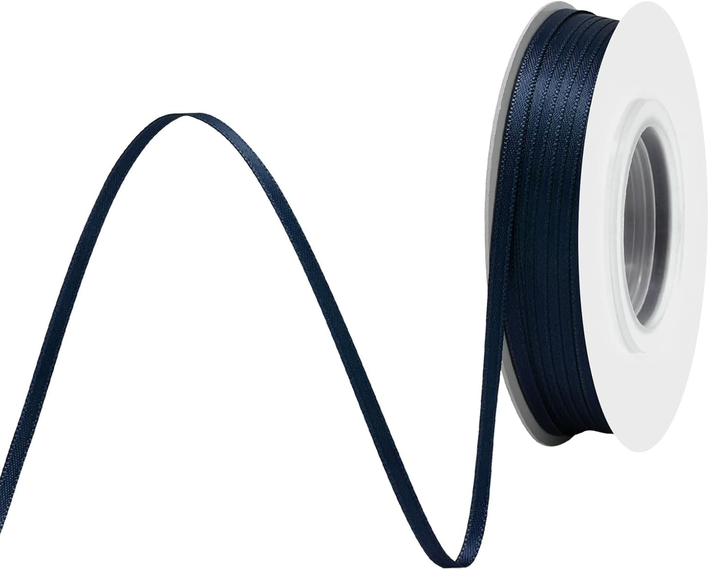 Navy Blue Satin Ribbon 1/8" X 50 Yards Solid Color Double Faced Ribbons Perfect for Crafts Wedding Decor Bow Making Arts Sewing and More