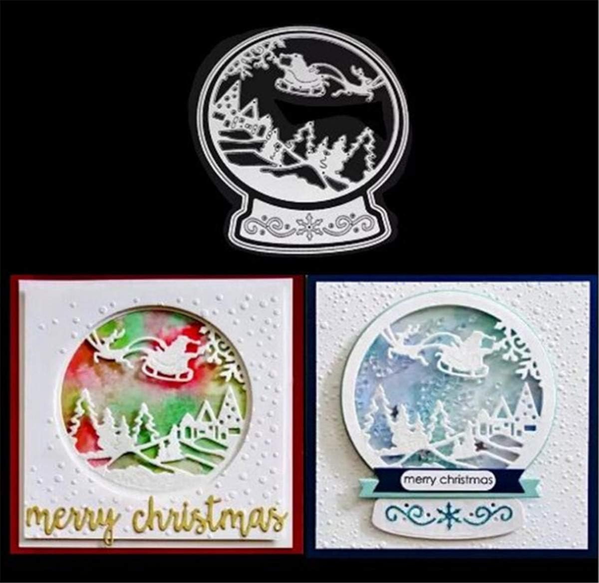 Metal Cutting Dies DIY Merry Christams Embossing Stencil Template Scrapbooking Card Making Mold Photo Album Arts Crafts Tools (Christmas Sleigh ball-11x13.1cm)