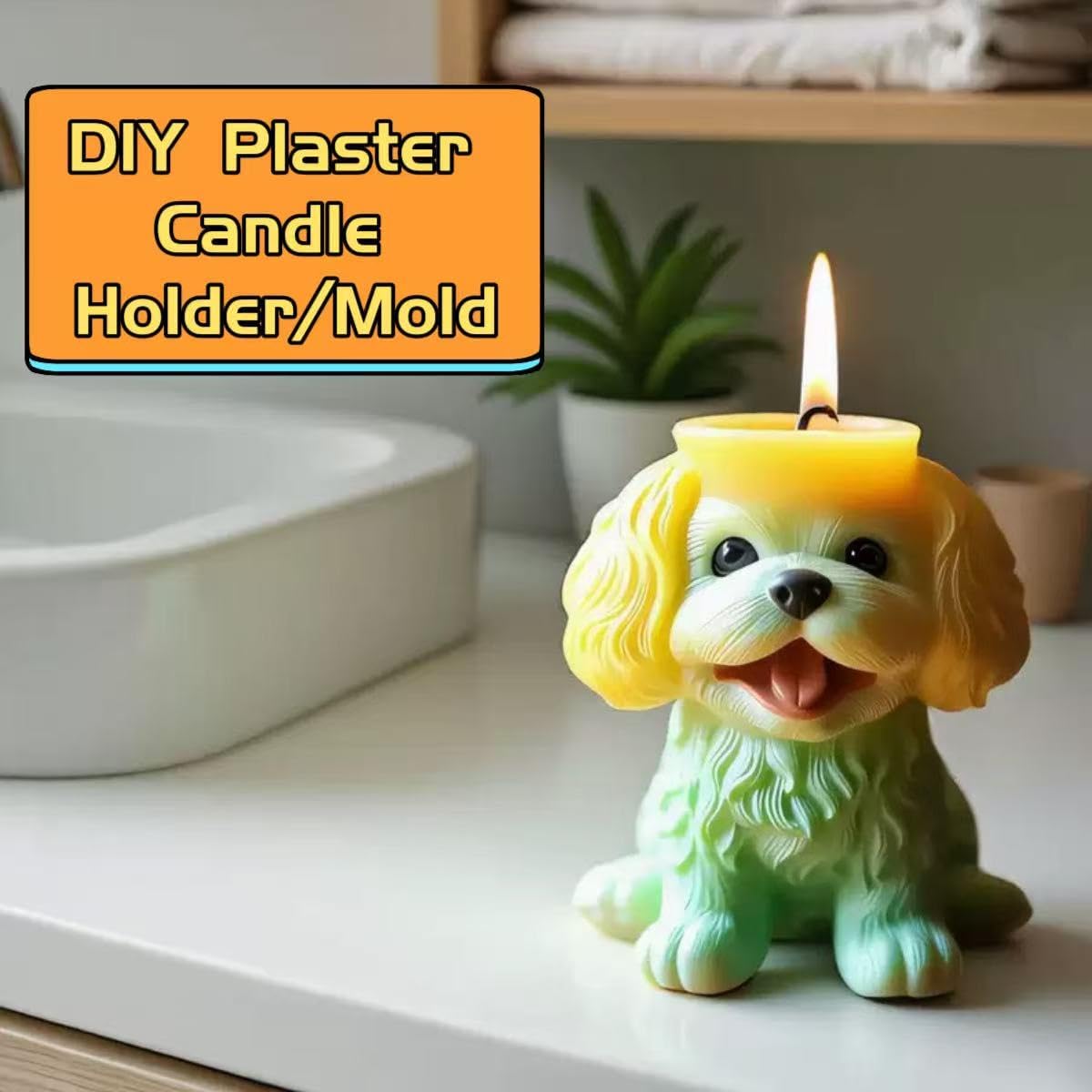 Animal Resin Molds Silicone 3D Cute Teddy Dog Epoxy Resin Plaster Candle Holder Wax Molds for Candle Making, Art Crafts DIY Unique Display Home Decor