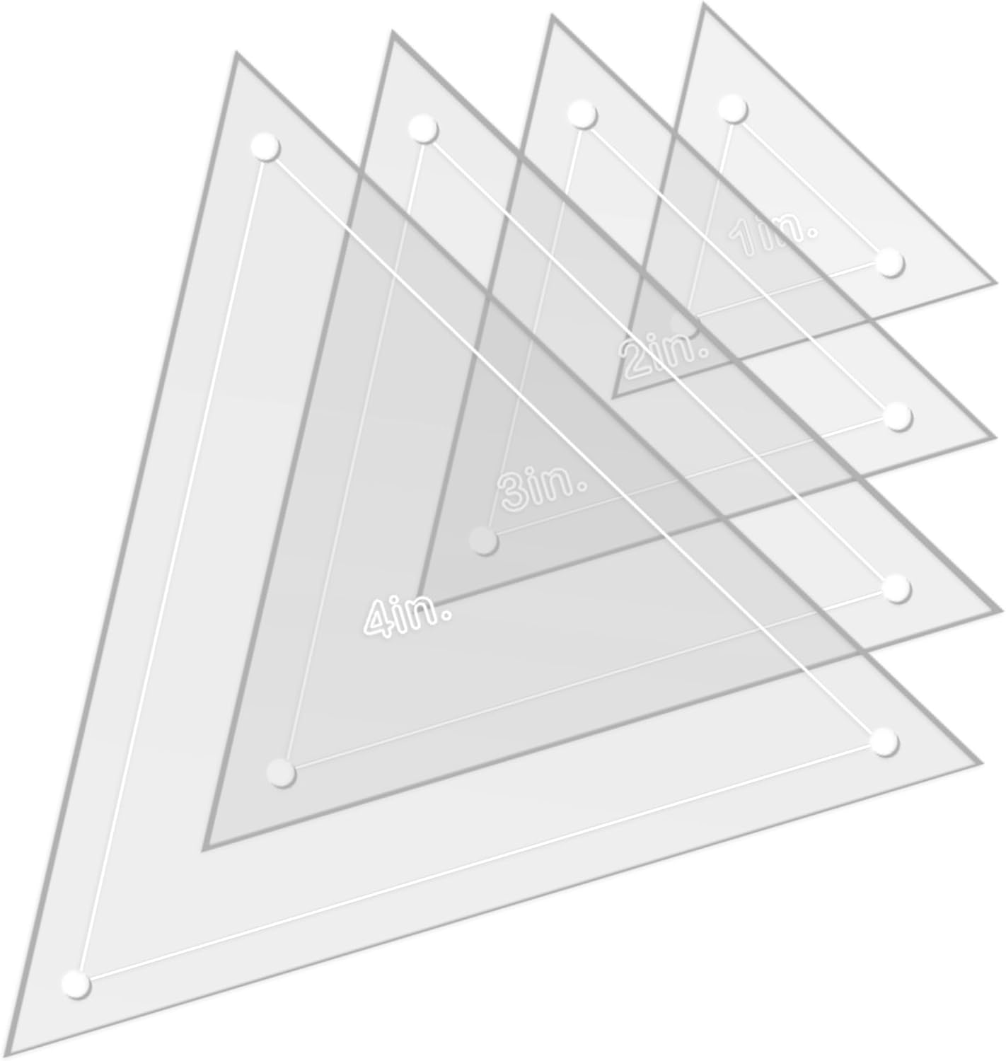 Quilting Acrylic Template Set | Precision Tools for Quilting Enthusiasts | Triangle Design | Includes Sizes 4", 3", 2", 1" | 1/8 Clear Acrylic | 1/4" Seam Allowance for Accuracy