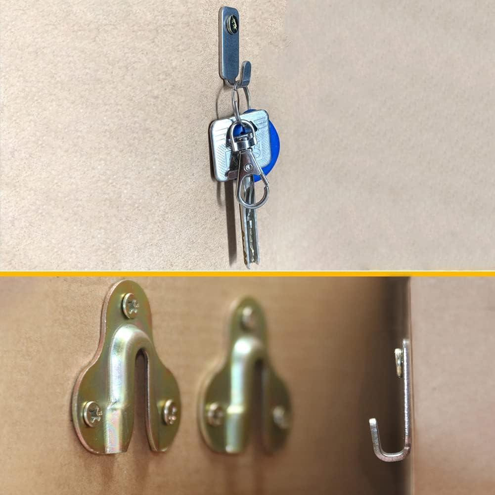 10pcs Heavy Duty Hanger 304 Stainless Steel Wall Mounted Mini J Hook for Mirror Picture Frames Hanging Wire/D Rings/Keyhole Hangers