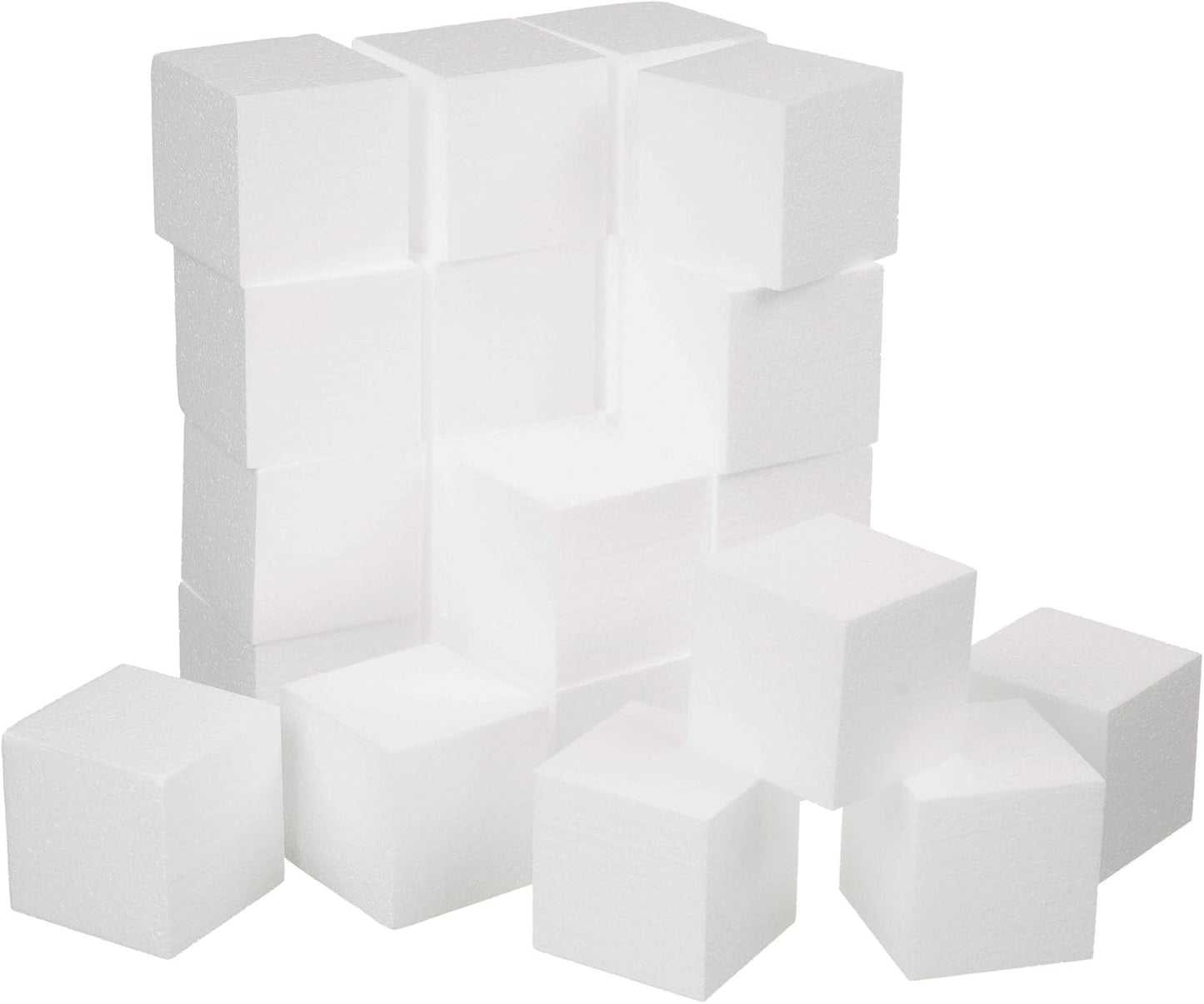 Crafare 2x2x2 Inch Foam Square Blocks 24Pack Mini Square Cubes for Sculpting Polystyrene Cubes for School Crafting Modeling Art Projects