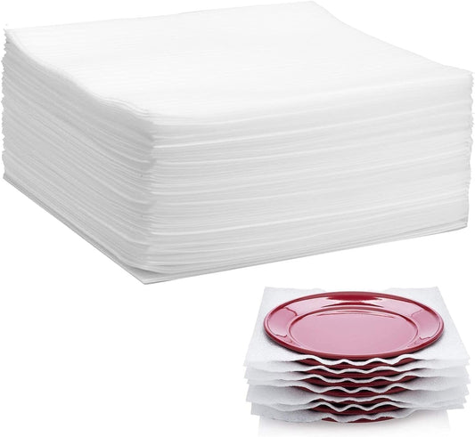 100 Pack Foam Wrap Sheets for Packing Storage Shipping Moving Supplies, Cushion Foam Wrap Packing Foam for Dishes, China, Glass and Furniture (12”x12”)