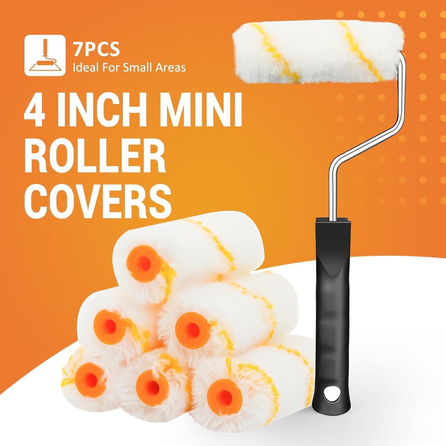 ETERNA Mini Paint Roller Kit, 10 Pieces Paint Supplies for House Painting with Paint Tray, 4 inch Paint Roller Covers&Frame, Perfect for Wall Decorating Home DIY