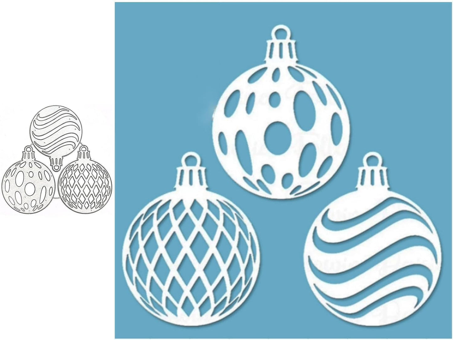 Mvchifay Cutting Dies for Card Making Metal Die-Cuts Scrapbooking Tool Hollow Frame DIY Craft Punch Template Embossing for Paper Album Decor(3 Christmas Balls-12x12cm)