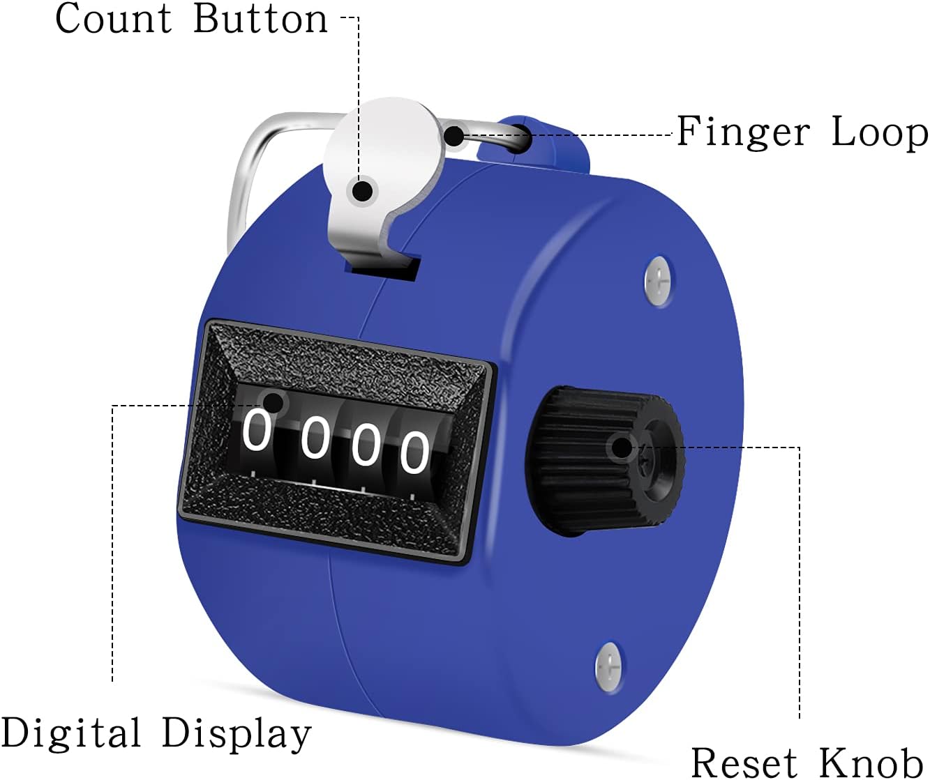 12 Pcs Hand Tally Counter 4-Digit Lap Counter Clicker, Manual Mechanical Handheld Pitch Click Counter with Finger Ring for School Golf & Knitting Row Croche