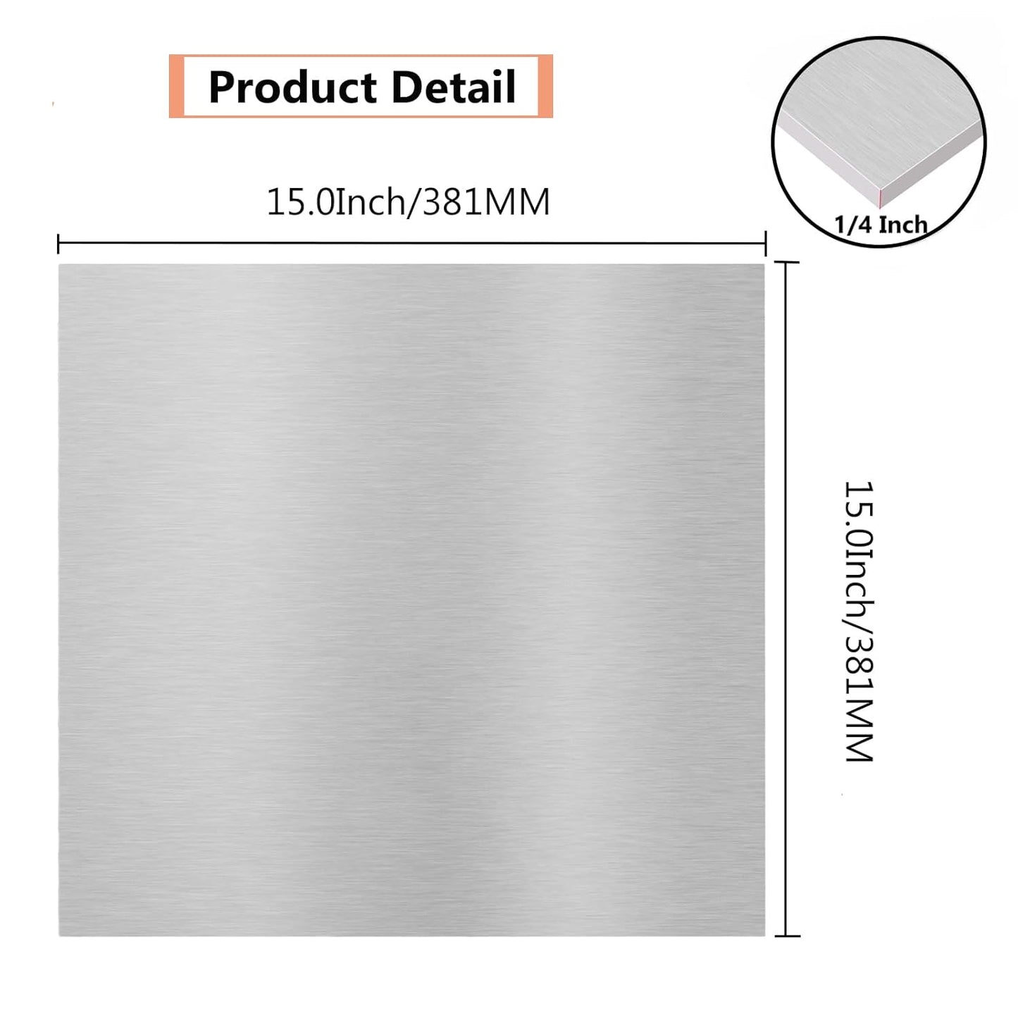 6061 T651 Aluminum Sheet Metal 15 x 15 x 1/4 Inch Flat Plain Aluminum Plate Covered with Protective Film, Heat Treatable Rectangle 6MM Aluminum Metal Plate for Industrial, Crafting