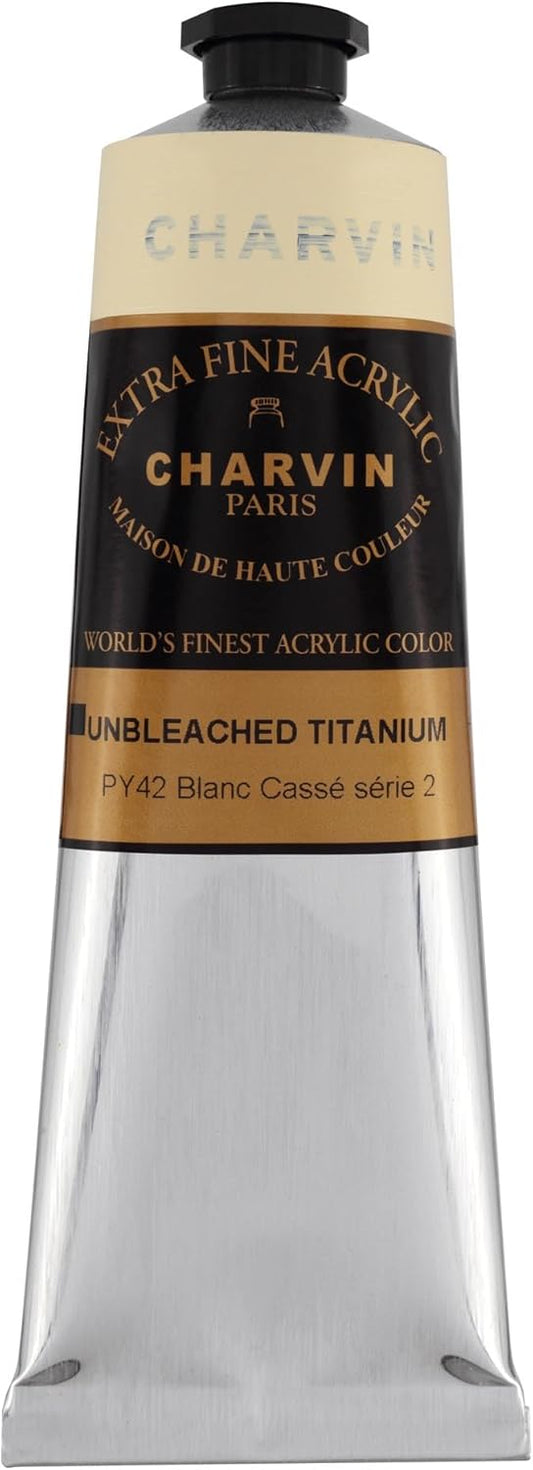 Charvin Extra Fine Professional Artist Acrylic Paint Colors, Nature Themed Hues, 150ml Unbleached Titanium