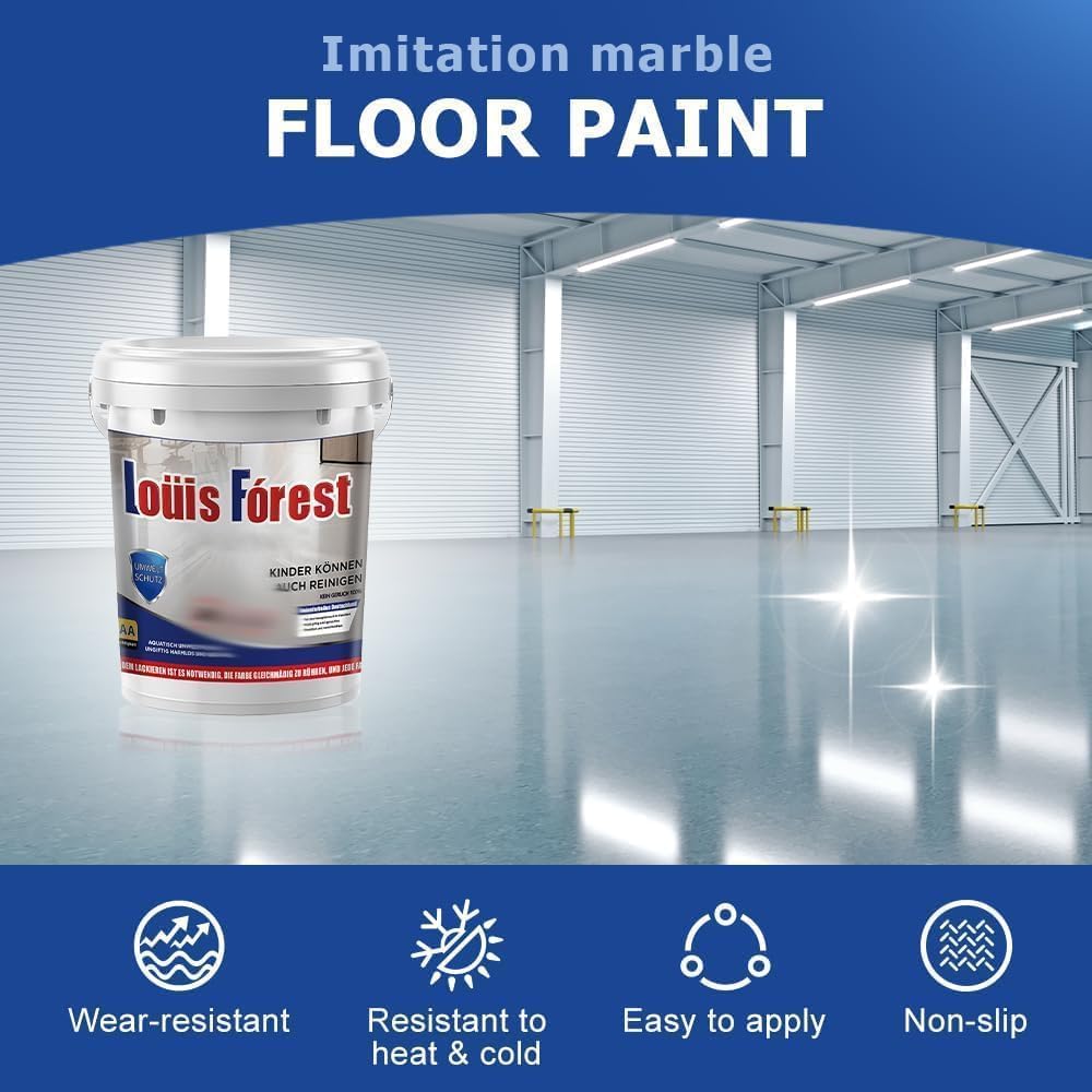 Louis Forest Epoxy Floor Paint, High-Gloss Marble Effect Coating, Epoxy Colored Sand Floor Paint, Wear-Resistant and Non-Slip for Indoor Outdoor (0.5KG-Sesame gray)