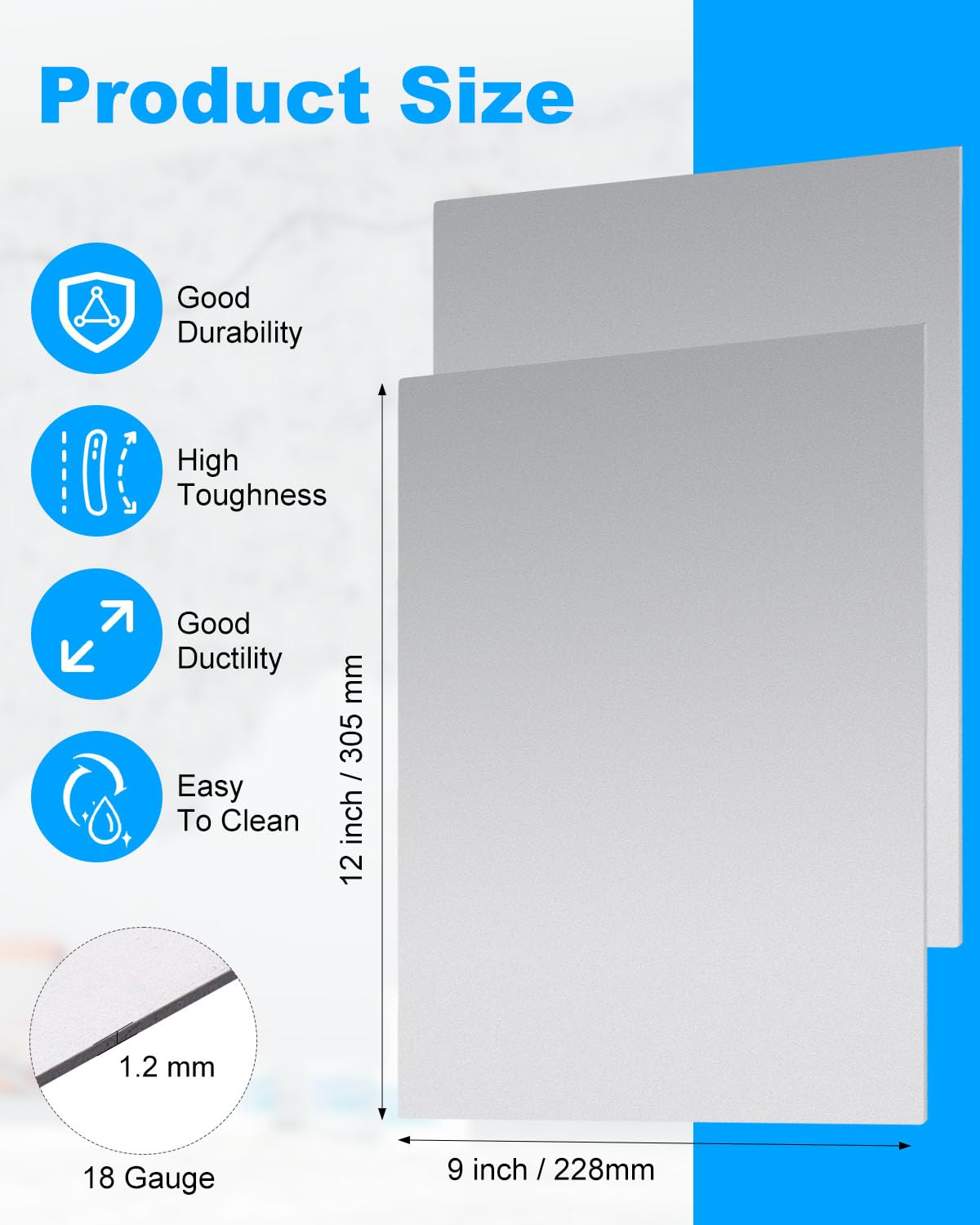 2 Pcs 18 Gauge Steel Sheet Metal 12" x 9" Cold Rolled Steel Plate, Weldable Metal Sheets for Professional, Industrial, DIY Use