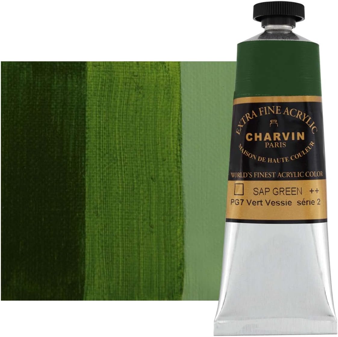 Charvin Extra Fine Professional Acrylic Paint - Sap Green, 150ml Tube, Triple-Milled, Lightfast Pigments, Open Stock Artist Acrylic Paints in Nature-Inspired Hues
