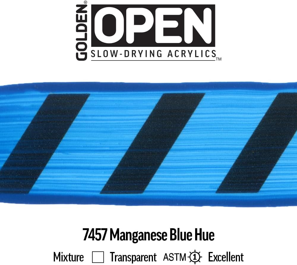 OPEN Slow-Drying Acrylics by GOLDEN, Manganese Blue Hue, 5 fl oz. tube, Professional Acrylic Paint, Transparent