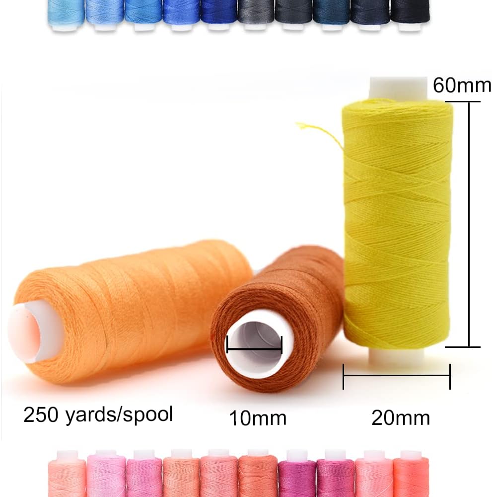Sewing Threads Kits, All Purpose 60 Color Spools Polyester Thread Quilting Thread Assortment for Hand Machine Sewing Embroidery (60 Color)