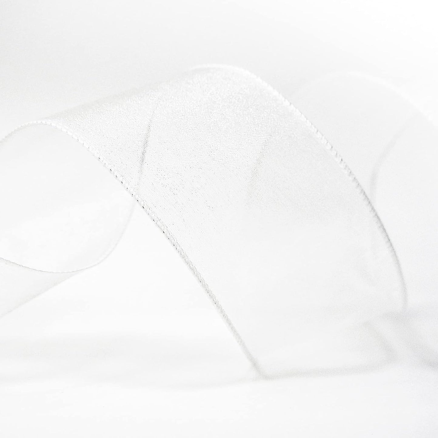 CT CRAFT LLC Sheer Organza Wired Ribbon 2.5" x 50Yards White for Wedding Chair Bow Flora Bouquet Gift Wrapping Christmas Tree Home Decor Wreath