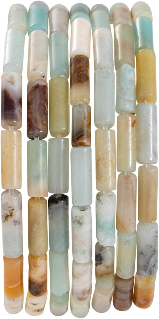 Natural Amazonite Cylinder Tube Beads 4x13mm 38cm/str Loose Semi Gemstone Stone Beads for Making Bracelets Necklace Earrings