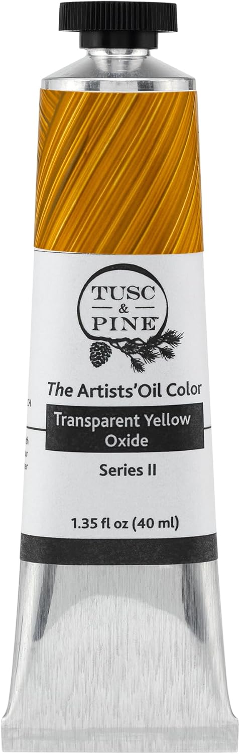 Tusc & Pine Artist Oil Paint - Transparent Yellow Oxide, 40 ml, Non-Yellowing, Rich & Creamy Consistency, Maximum Pigment Load, Small Batch Milled Oil Paints Made in the USA for Professional Artists