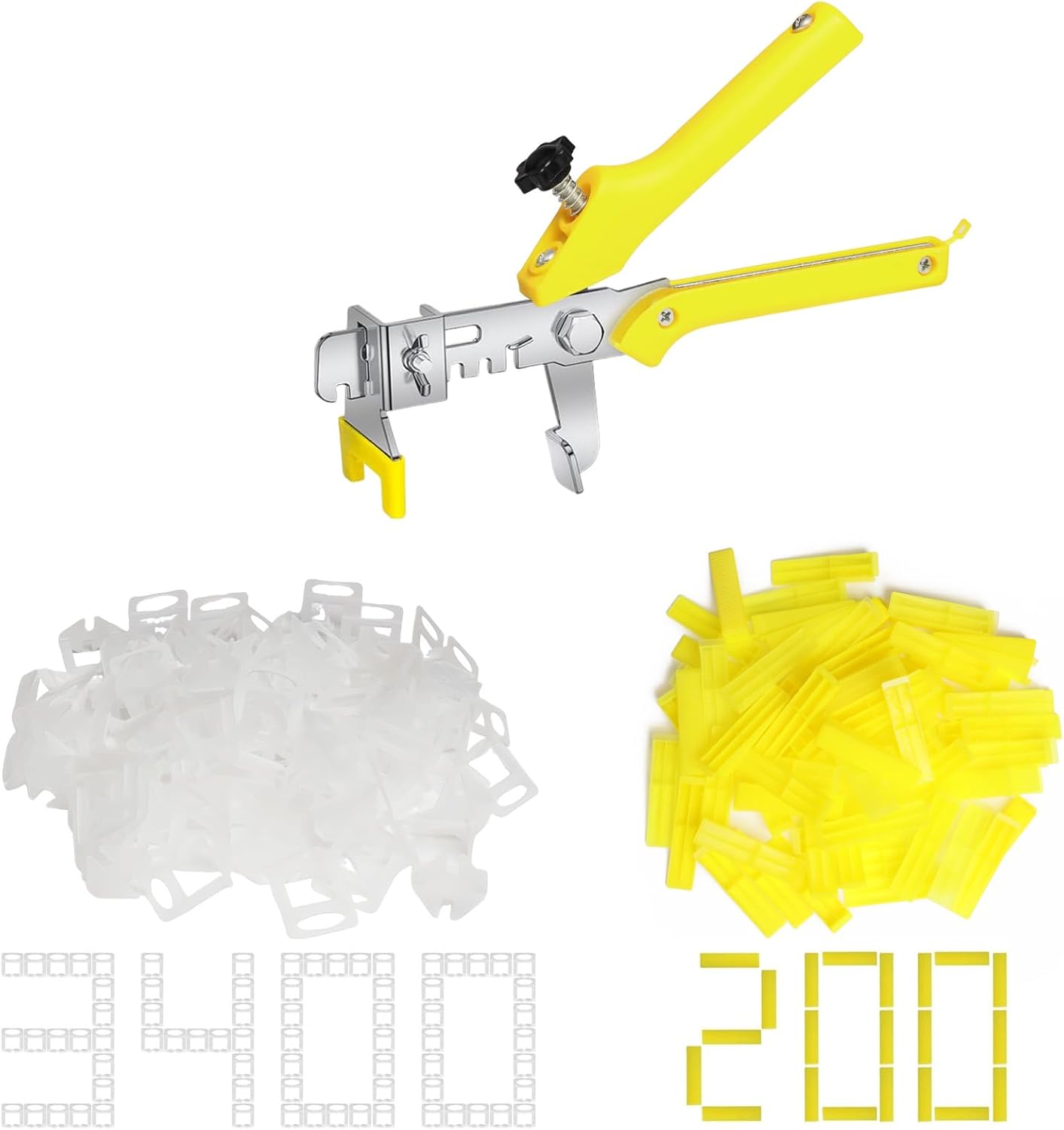 Storystore Tile Leveling System with Tile Pliers - 3400 Piece Tile Spacers Clips and 200 Piece Reusable Wedges, 1/8 Inch Tile Installation Tools Kit