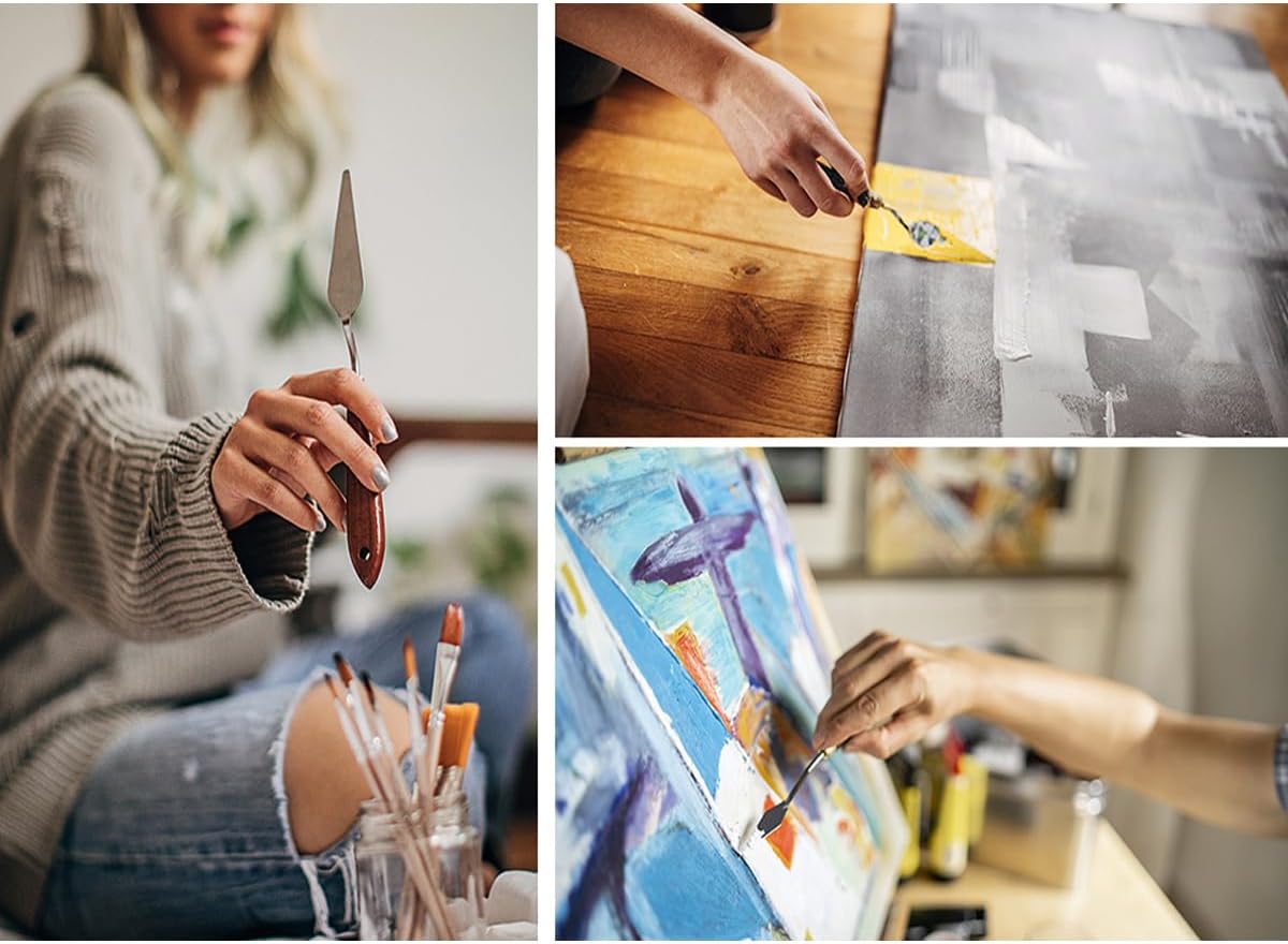 18 Piece Painting Knives Stainless Steel Spatula Palette Knife Professional Palette Knife Painting Wood Handle Oil Painting Accessories Color Mixing Set for Oil Canvas Acrylic Painting
