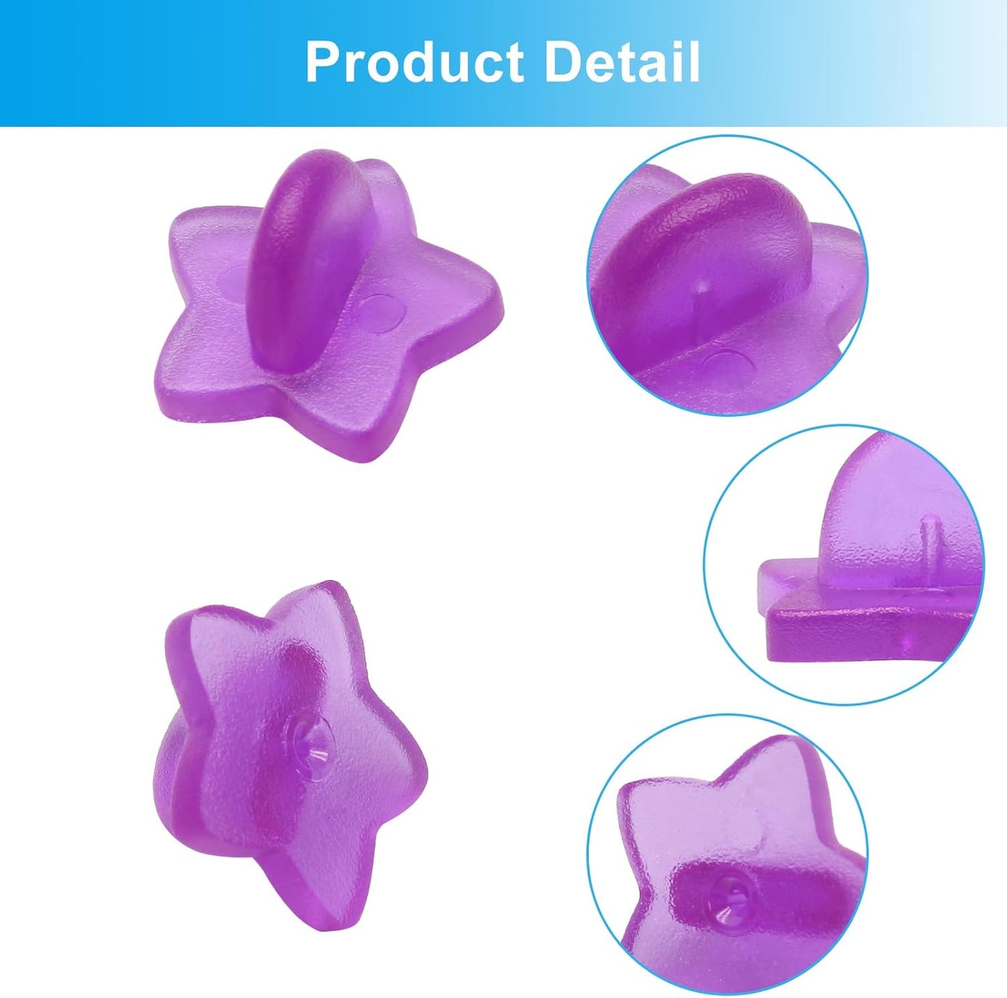 100 Pack Star Shape Rubber Pin Backs, Lapel Pin Backing Locking Pin Keepers, Brooch Holder for Uniform Badge Hat Tie（Purple）