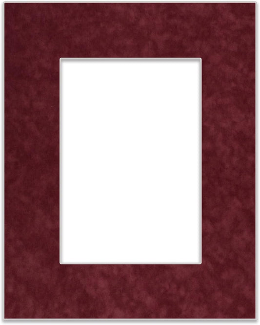 8x10 Mat Bevel Cut for 5.5x8.5 Photos - Acid Free Dark Red Suede Precut Matboard - For Pictures, Photos, Framing - 4-ply Thickness