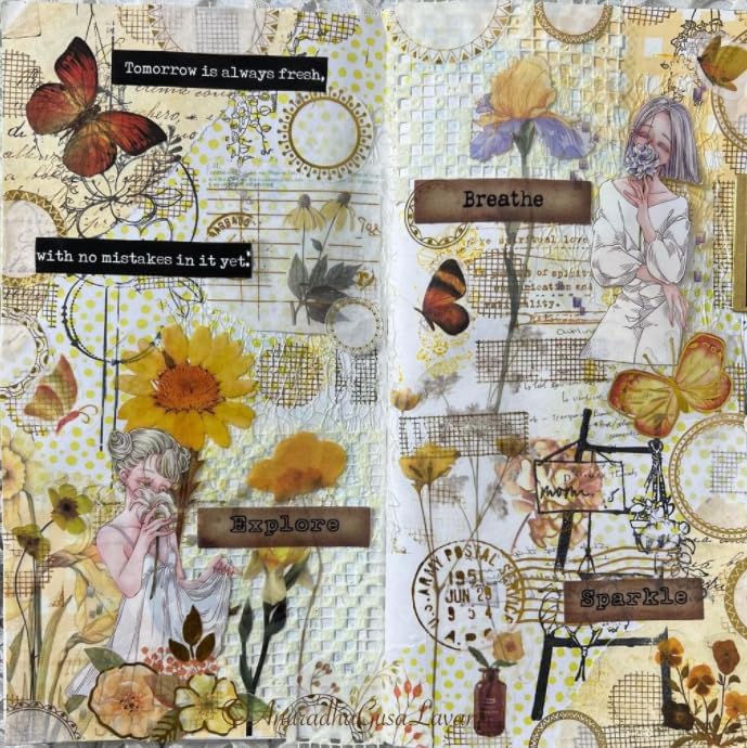 20 Sheets Scrapbook Paper A5 Size Textured Papers, White Mulberry Art Paper Craft Materials for DIY Card Making, Collage, Decoupage, Junk Journaling Supplies