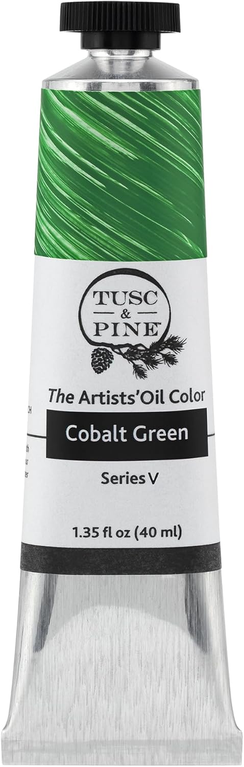 Tusc & Pine Artist Oil Paint - Cobalt Green, 40 ml, Non-Yellowing, Rich & Creamy Consistency, Maximum Pigment Load, Small Batch Milled Oil Paints Made in the USA for Professional Artists