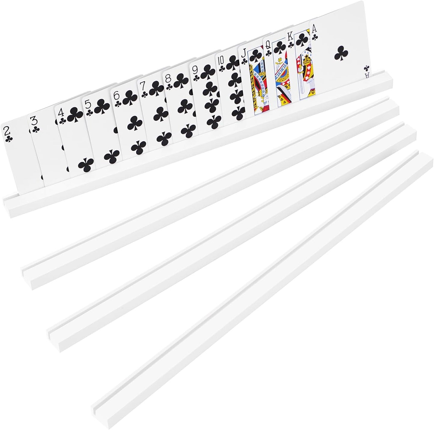 Playing Card Holder Stand Width 400mm (15.75 in.) White Acrylic Set for Playing Card Games, Trading Card or Other Card, Board Games (4 Pcs, White)
