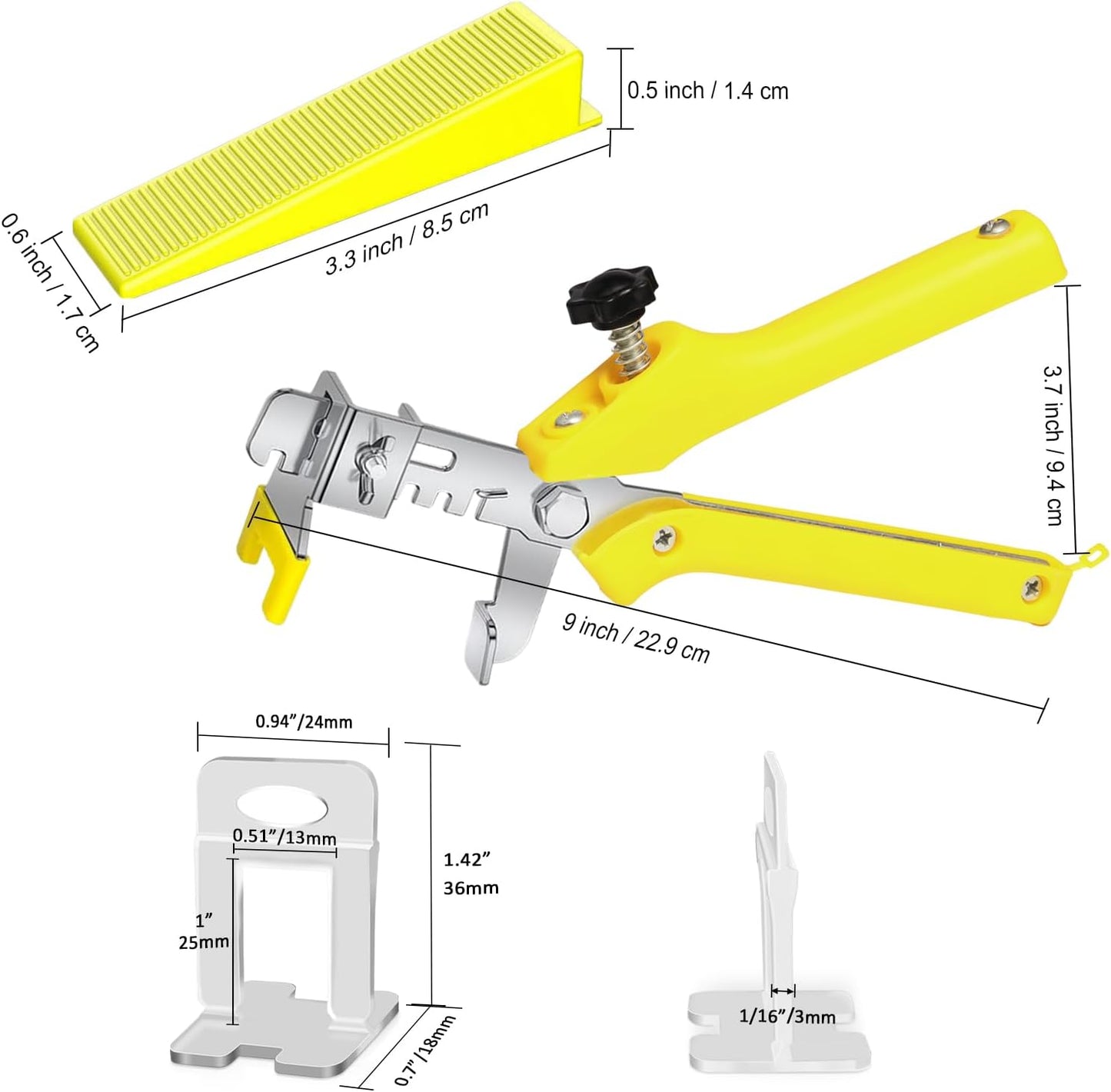 Storystore Tile Leveling System with Tile Pliers - 3000 Piece Tile Spacers Clips and 300 Piece Reusable Wedges, 1/16 Inch Tile Installation Tools Kit
