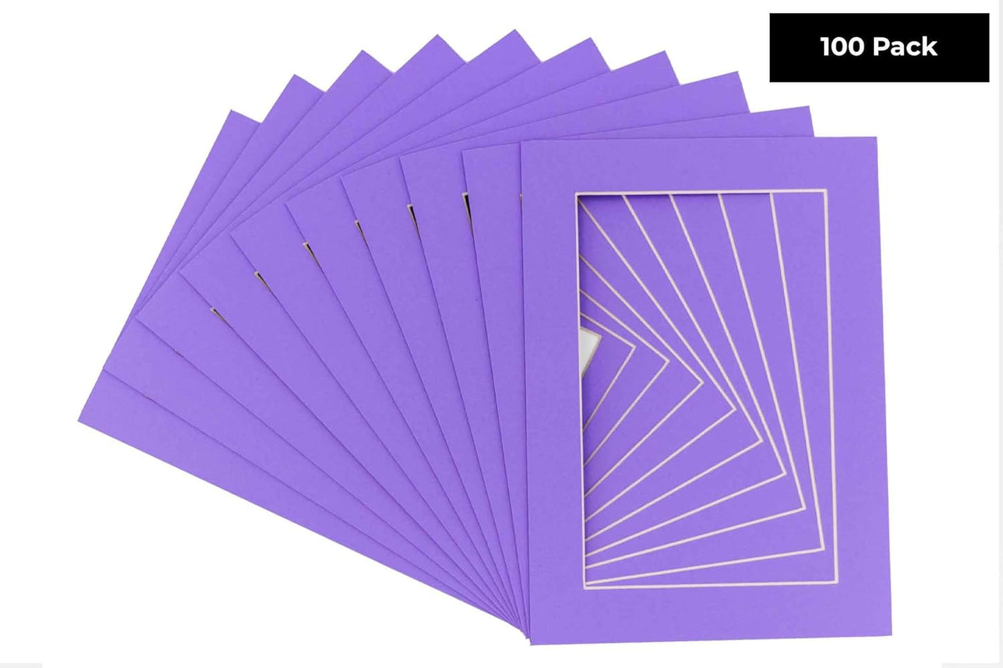 5.5x8.5 Mat for 8.5x11 Frame - Precut Mat Board Acid-Free Light Purple 5.5x8.5 Photo Matte for a 8.5x11 Picture Frame, Matboard for Family Photos, Show Kits, Art, Picture Framing, Pack of 100 Mats