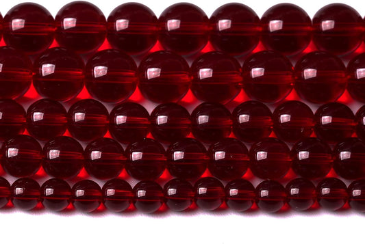 Smooth Garnet Red Glass Crystal Round Loose BeadsFor Jewelry Making DIY Bracelet Necklace Accessories 6mm 68pcs 15" Strand(Garnet Red Glass, 6mm)