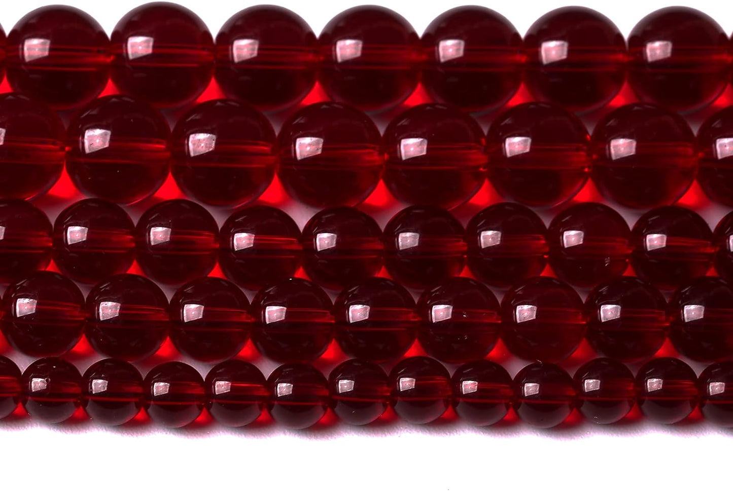 80pcs 10mm Smooth Garnet Red Glass Crystal Round Loose BeadsFor Jewelry Making DIY Bracelet Necklace Accessories 32" 2 Strand