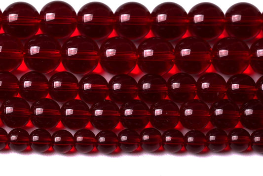 80pcs 10mm Smooth Garnet Red Glass Crystal Round Loose BeadsFor Jewelry Making DIY Bracelet Necklace Accessories 32" 2 Strand