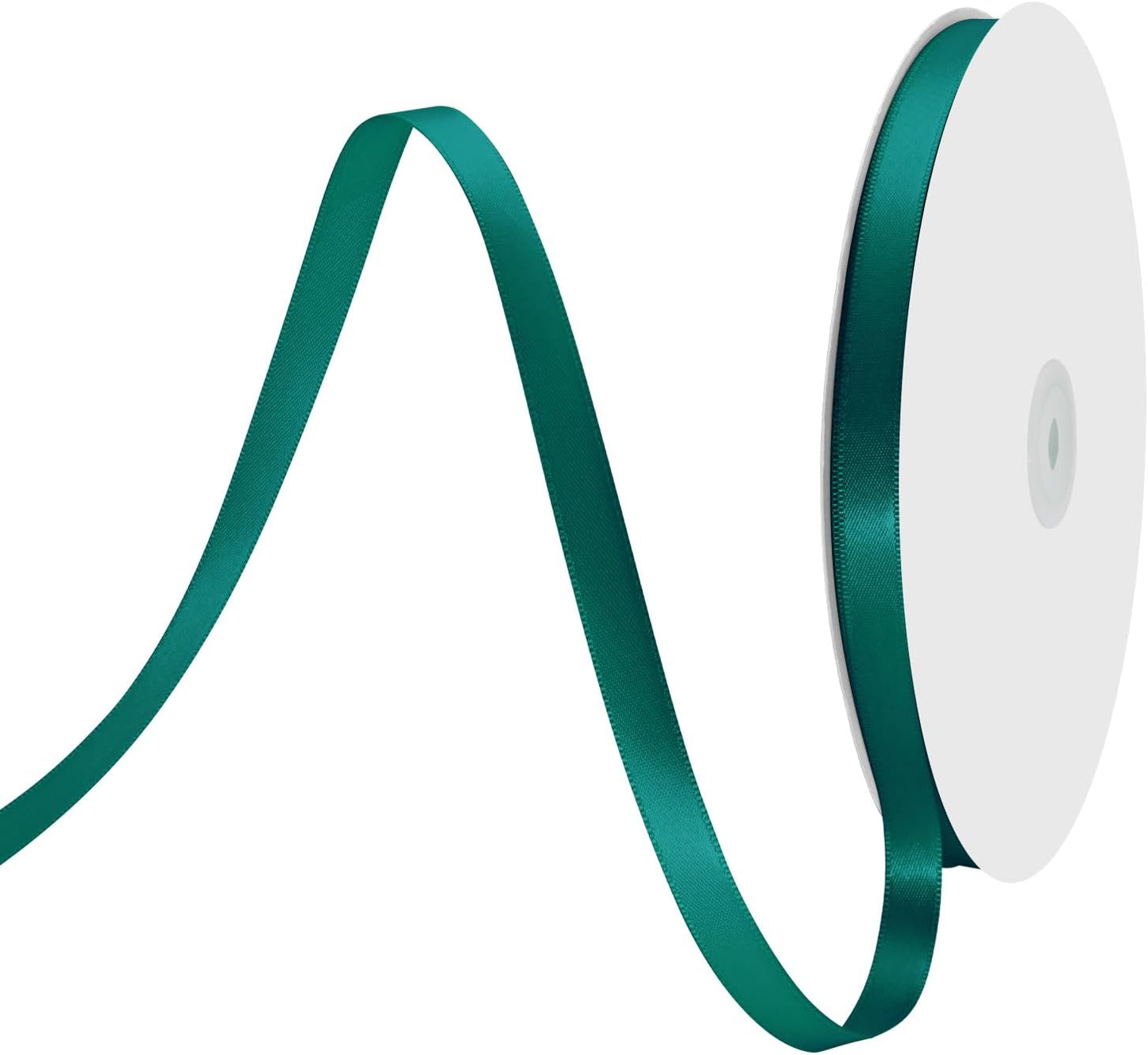 3/8" X 100 Yards Teal Satin Thin Ribbon Solid Color Double Faced Ribbons Perfect for Crafts Wedding Decor Bow Making Arts Sewing and More