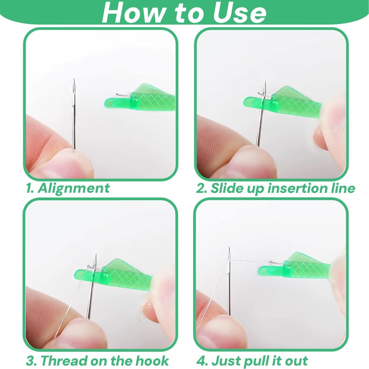 Fish Mouth Needle Threader for Sewing Machine, Quick Sewing Needle Threader Tool, Fish Type Sewing Machine Needle Threader, Sewing Threaders for DIY and Sewing Machine (Green)