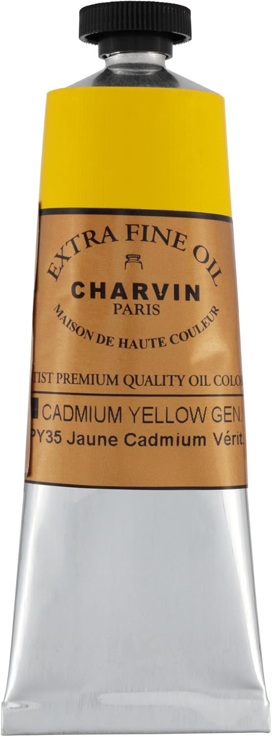 Charvin Extra Fine Oil Paint, Cadmium Yellow Medium 60 mL - Triple-Milled, Rich Texture, Poppy Oil-Based, Light-Fast, Handmade, Archival Quality