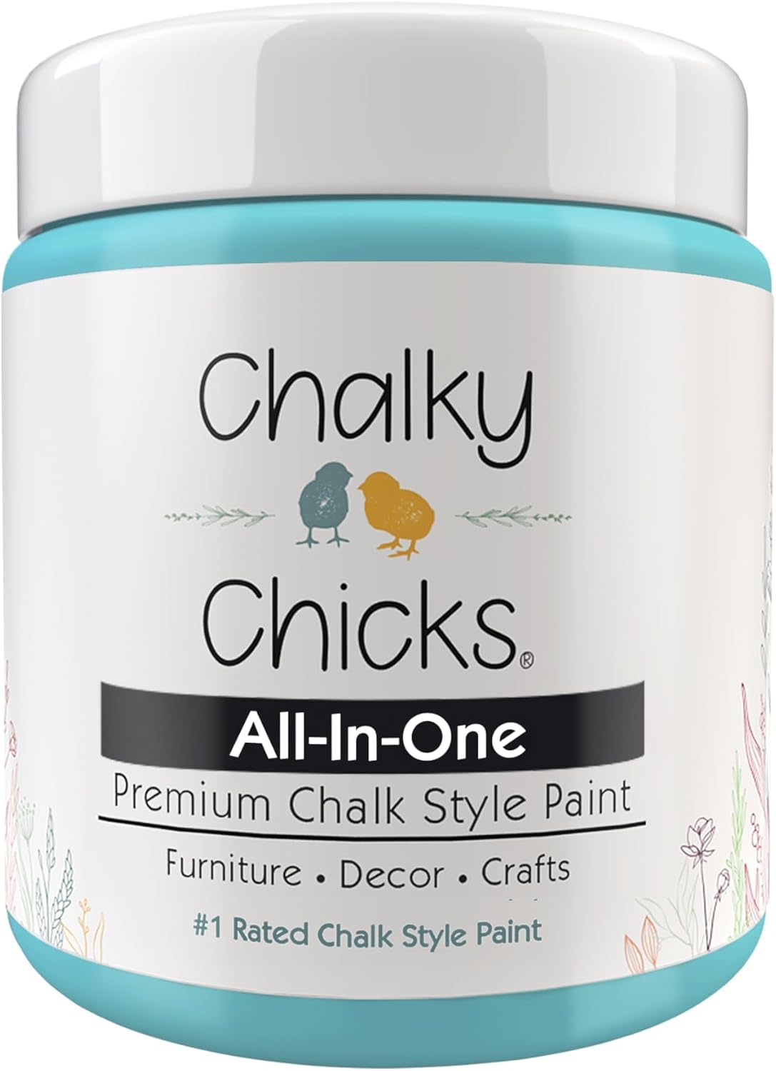Chalky Chicks All-in-One Chalk Paint for Furniture or Cabinet - 4 Fl Oz - Matte Finish Aqua Bay (Aqua Blue) for Metal, Wood Furniture Paint - No Sanding All-in-One for Home Decor & Crafts, USA Made