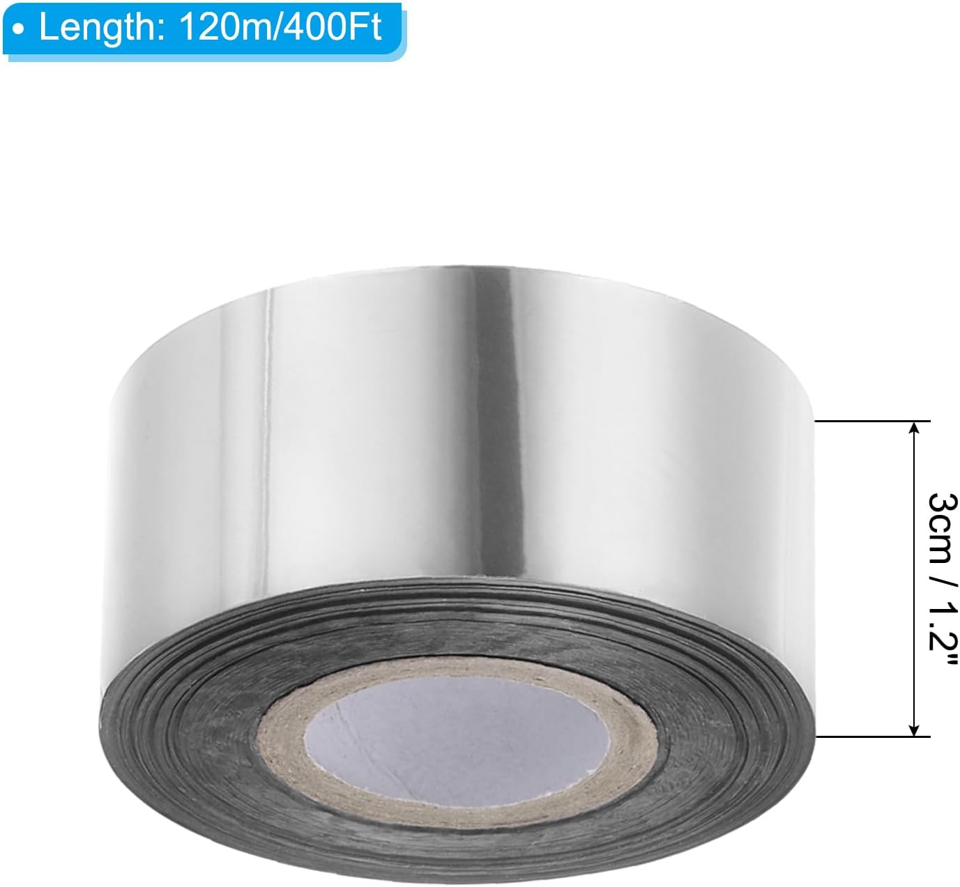 PATIKIL 1.2"x400Ft Hot Stamping Foil Paper,Heat Transfer Hot Stamping Paper Foil Roll for Leather DIY Logo Decor Craft Gift Card Package Scrapbook,Silver