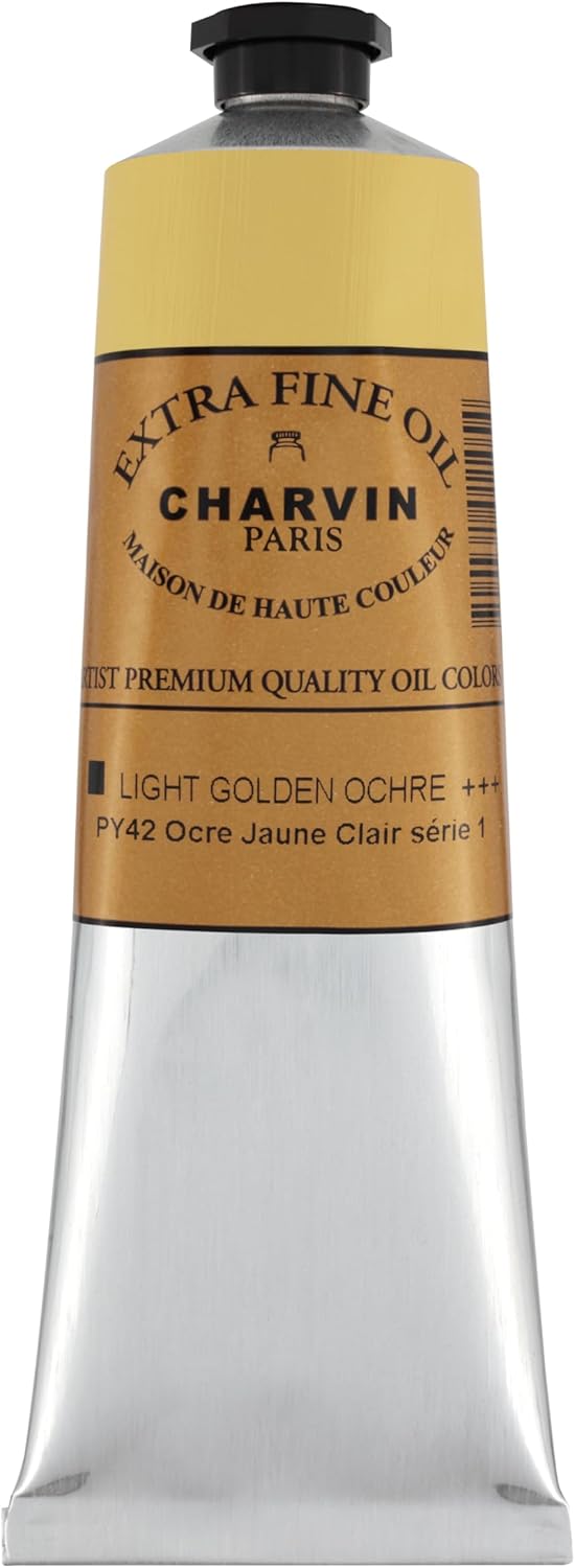 Charvin Extra Fine Oil Paint, Yellow Ochre Light 150 ml - Triple-Milled, Rich Texture, Poppy Oil-Based, Light-Fast, Handmade, Archival Quality