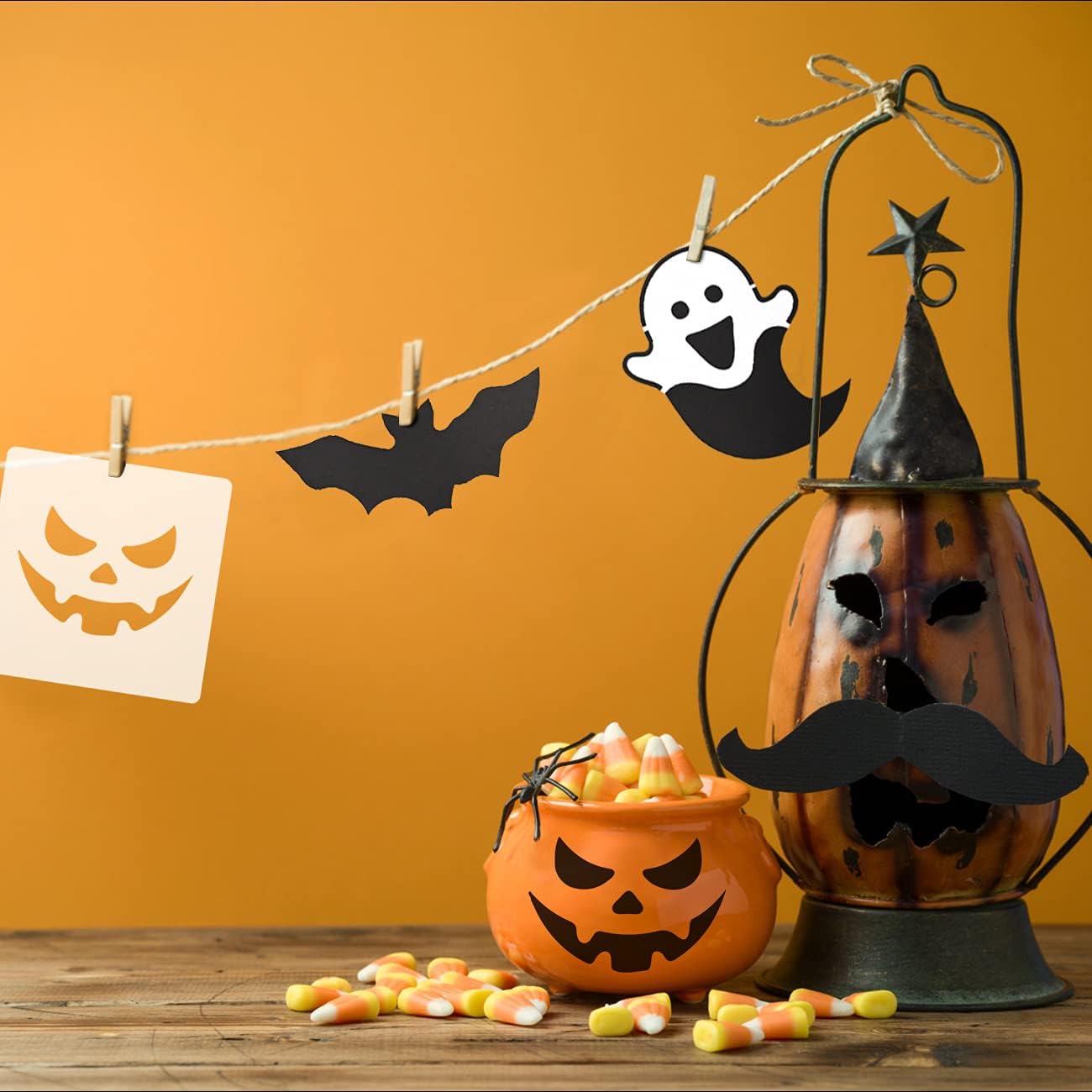 36 Pieces Halloween Drawing Stencils, 6 Inch Plastic Reusable Pumpkin Faces Painting Stencil for DIY Pumpkin Carving, Wood, Walls Art and Halloween Decoration