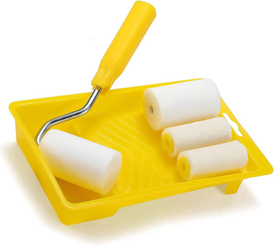 RZJZGZ Mini Foam Paint Roller Painting Decorating Touch Up Trim Kit 2 inch Small Paint Roller Tray Set with High-Density Foam Roller Covers, Mini Wool Brush,2" Paint Frame, Pack of 6