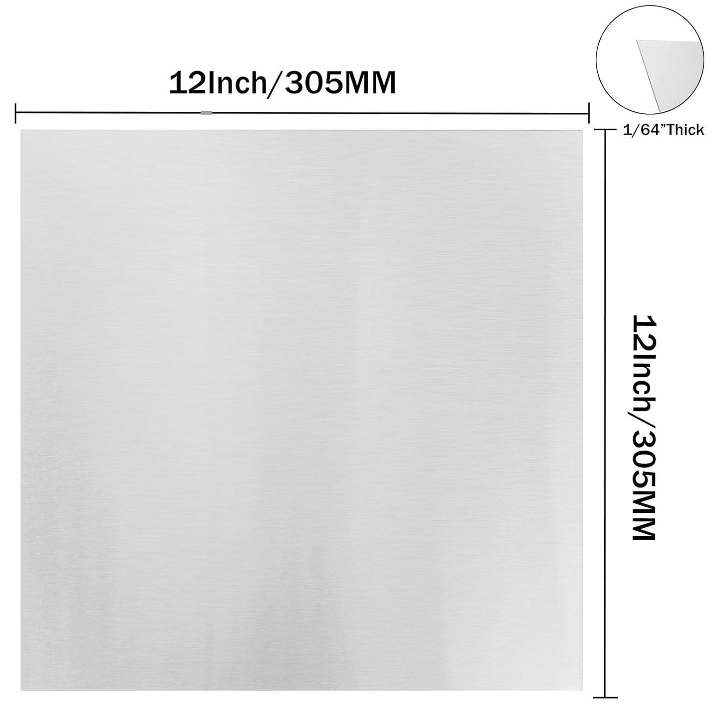 304 Stainless Steel Sheets Metal 12" x 12" x 1/64" (0.02") Inch 304 Stainless Steel Plates 0.50MM Stainless Steel Shim Plates Metal Sheets for Crafting, DIY, Kitchen Stovetop, Snow Frosted Surface