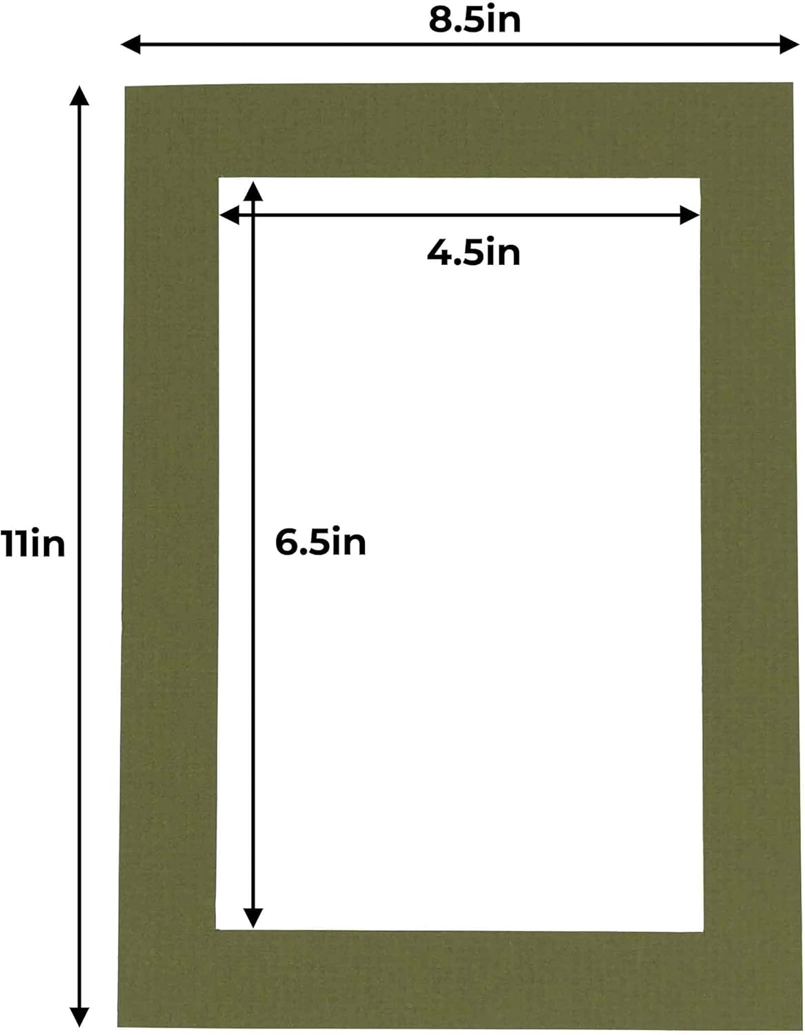 5x7 Mat for 8.5x11 Frame - Precut Mat Board Acid-Free Dill Green 5x7 Photo Matte For a 8.5x11 Picture Frame, Premium Matboard for Family Photos, Show Kits, Art, Picture Framing, Pack of 10 Mats