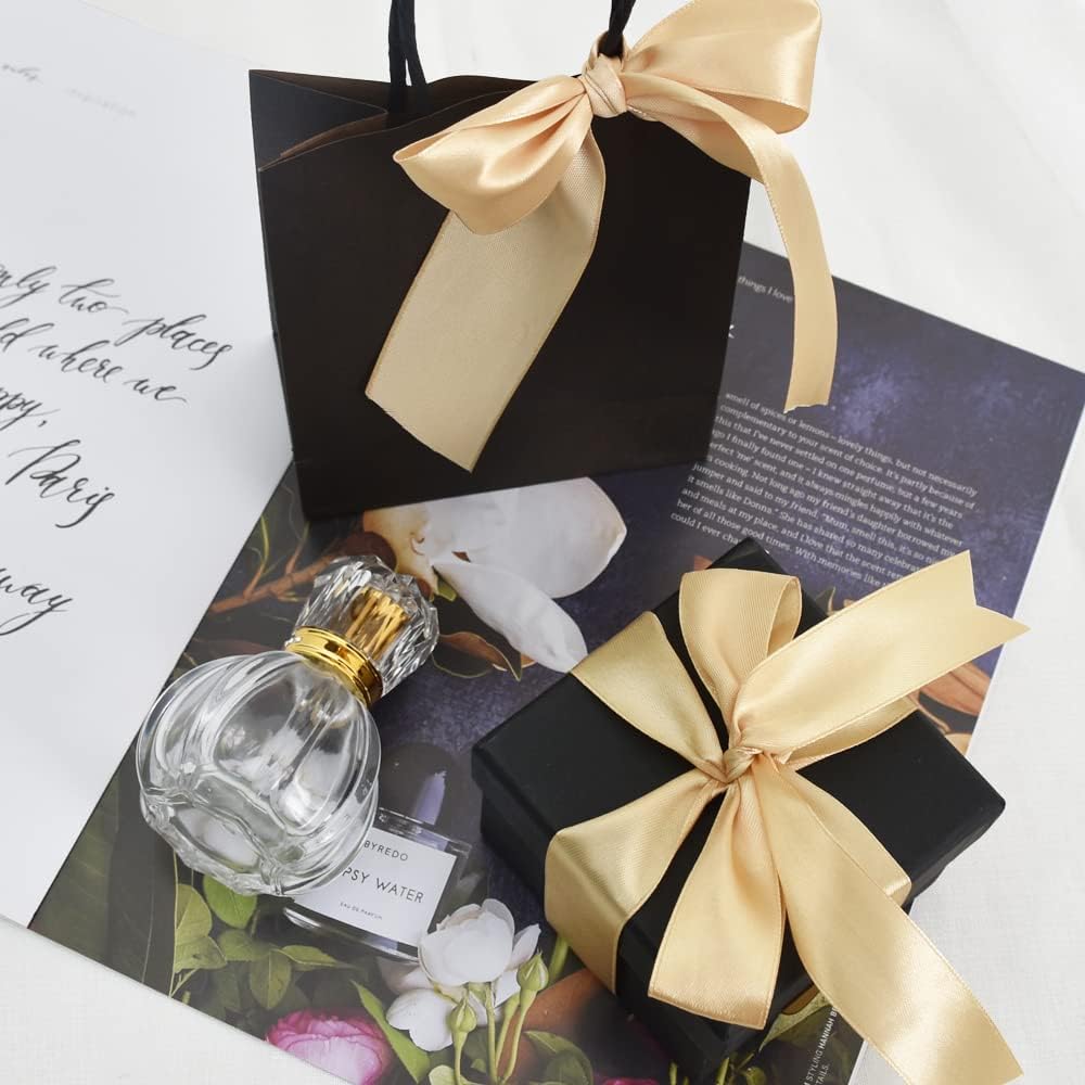 TONIFUL 1 Inch x 100yds Gold Satin Ribbon, Thin Solid Color Satin Ribbon for Gift Wrapping, Crafts, Hair Bows Making, Wedding Party Decoration, Sewing, Invitation Cards, Floral Bouquets, Christmas