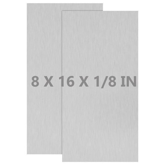 2Pack 6061 T651 Aluminum Sheet Metal 8 x 16 x 1/8 (0.125”) Inch Flat Plain Aluminum Plate Covered with Protective Film, Heat Treatable Rectangle 3MM Aluminum Metal Plate for Industrial, Crafting