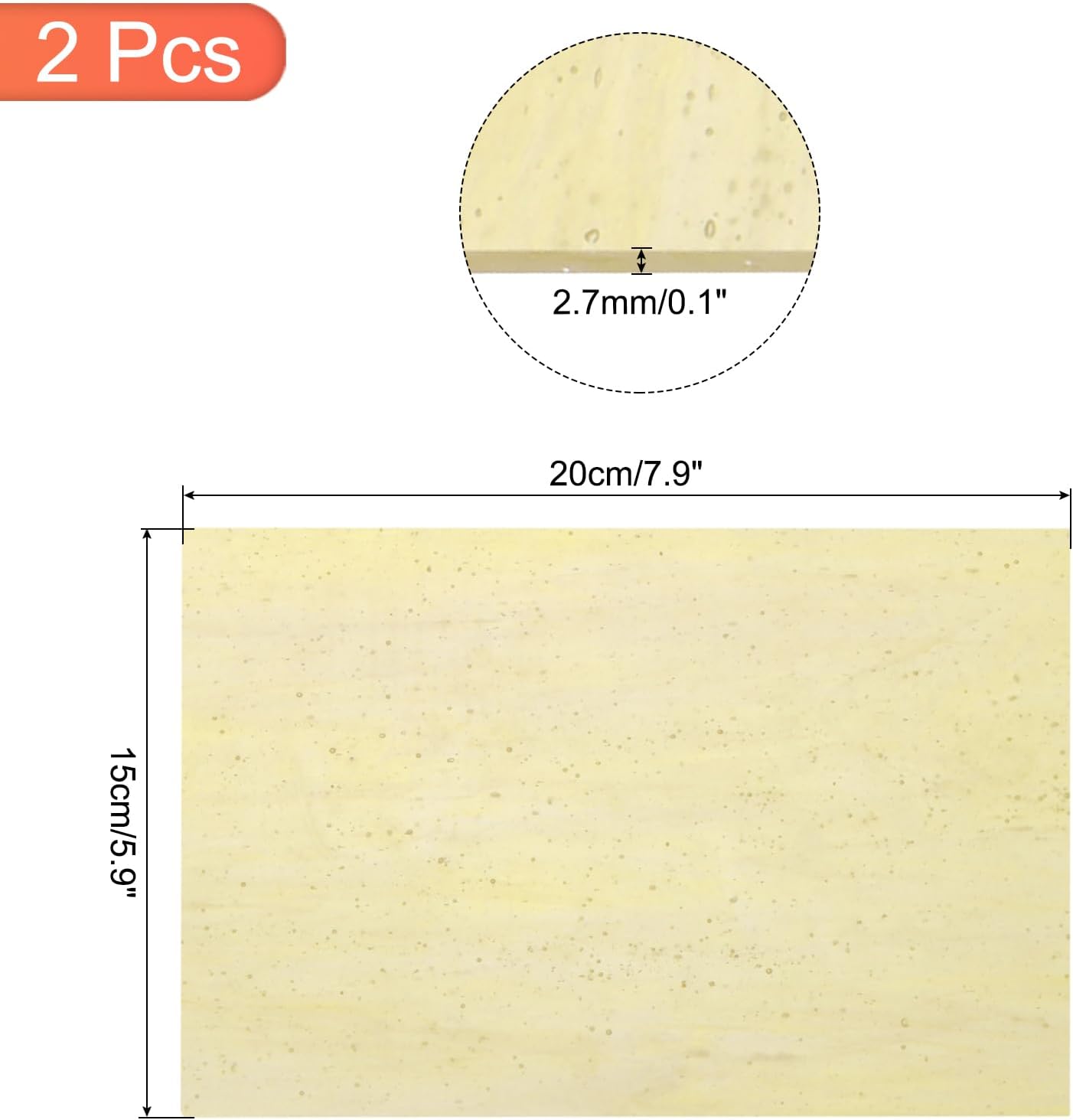 MECCANIXITY 2 Pcs Stained Glass Sheet Mosaic Tile 7.9 Inch x 5.9 Inch Khaki Stained Glass Sheets for Crafts DIY Art Project